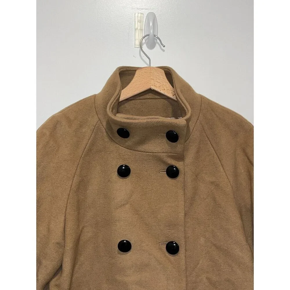 COACH Wool Angora two tones Coat Black Beige logo buttons sz Medium